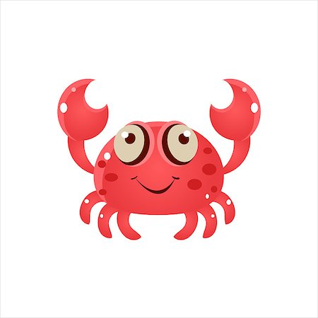 simsearch:400-08506015,k - Pink Crab Character Isolated Flat Childish Colorful Vector Icon On White Background Foto de stock - Super Valor sin royalties y Suscripción, Código: 400-08506023