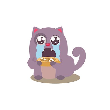 Devstated Cat  Who Finished Its Food Adorable Emoji Flat Vector Caroon Style Isolated Icon Stock Photo - Budget Royalty-Free & Subscription, Code: 400-08506034
