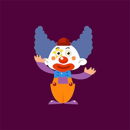 simsearch:400-04848742,k - Clown Greeting Simplified Isolated Flat Vector Drawing In Cartoon Manner Stock Photo - Budget Royalty-Free & Subscription, Code: 400-08506047