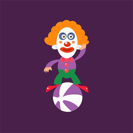 simsearch:400-09120523,k - Clown Balancing On Ball Simplified Isolated Flat Vector Drawing In Cartoon Manner Stock Photo - Budget Royalty-Free & Subscription, Code: 400-08506048