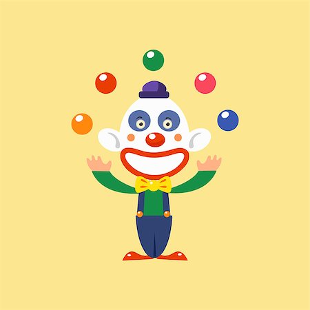 simsearch:400-04848742,k - Joyful Clown Juggling Simplified Isolated Flat Vector Drawing In Cartoon Manner Stock Photo - Budget Royalty-Free & Subscription, Code: 400-08506049
