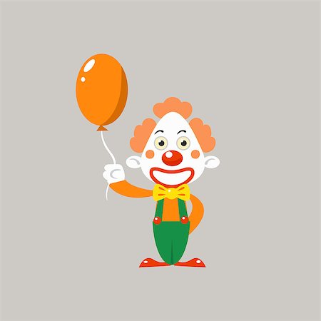 simsearch:400-09120523,k - Happy Clown Holding Balloon Simplified Isolated Flat Vector Drawing In Cartoon Manner Stock Photo - Budget Royalty-Free & Subscription, Code: 400-08506055