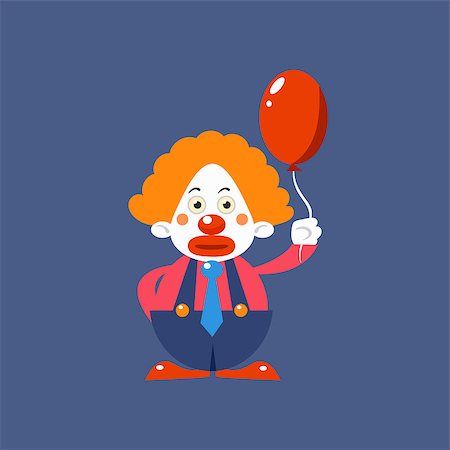 simsearch:400-09120523,k - Sad Clown Holding Balloon Simplified Isolated Flat Vector Drawing In Cartoon Manner Stock Photo - Budget Royalty-Free & Subscription, Code: 400-08506051