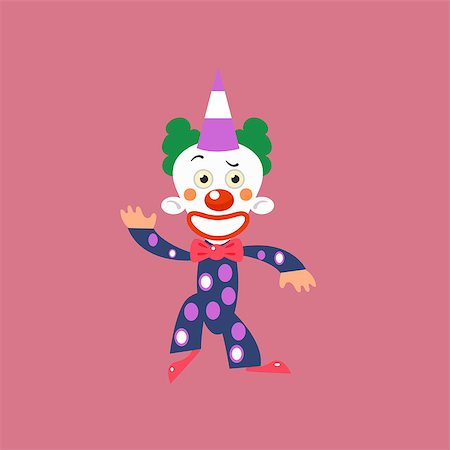 simsearch:400-04848742,k - Smiling Clown Greeting Simplified Isolated Flat Vector Drawing In Cartoon Manner Stock Photo - Budget Royalty-Free & Subscription, Code: 400-08506052