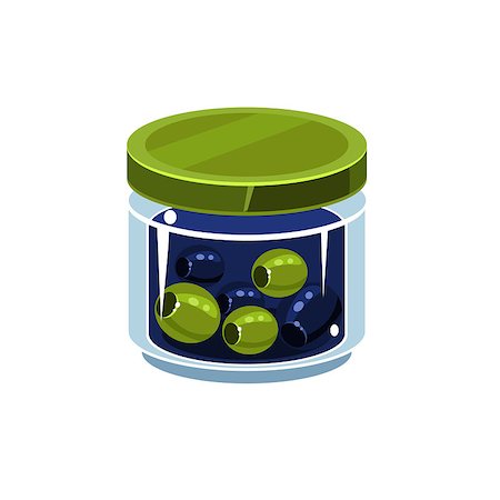 simsearch:400-08504855,k - Mixed Olives In Transparent Jar Isolated Flat Vector Icon On White Backgroung In Simplified Manner Stock Photo - Budget Royalty-Free & Subscription, Code: 400-08506086