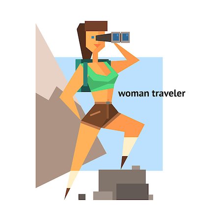 simsearch:400-08506088,k - Woman Traveler Abstract Figure Flat Vector Illustration With Text Fotografie stock - Microstock e Abbonamento, Codice: 400-08506095