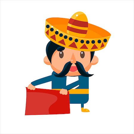 Spanisht Toreador In Traditional Clothes Isolated Flat Vector Cute Illustration On White Background Stock Photo - Budget Royalty-Free & Subscription, Code: 400-08506107