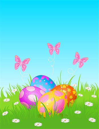 Easter eggs rounded by butterflies Stock Photo - Budget Royalty-Free & Subscription, Code: 400-08506216