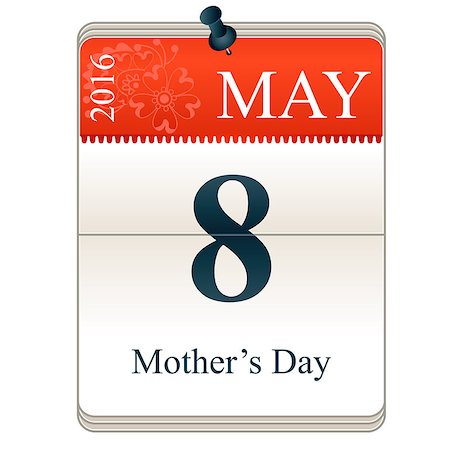 simsearch:400-05880553,k - Vector Calendar of Mothers day, 8th May, 2016 Foto de stock - Super Valor sin royalties y Suscripción, Código: 400-08506233