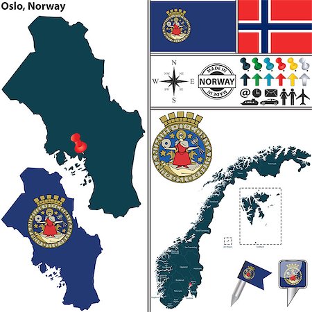 simsearch:400-07624848,k - Vector map of county Oslo with coat of arms and location on Norwegian map Foto de stock - Royalty-Free Super Valor e Assinatura, Número: 400-08506251