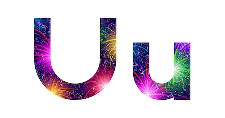 simsearch:400-08072648,k - Set of English letters signs uppercase and lowercase U, stylized colorful holiday firework with stars and flares, elements for web design. Eps10, contains transparencies. Vector Photographie de stock - Aubaine LD & Abonnement, Code: 400-08506372