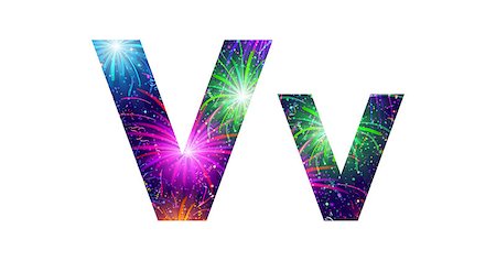 simsearch:400-08072648,k - Set of English letters signs uppercase and lowercase V, stylized colorful holiday firework with stars and flares, elements for web design. Eps10, contains transparencies. Vector Photographie de stock - Aubaine LD & Abonnement, Code: 400-08506373