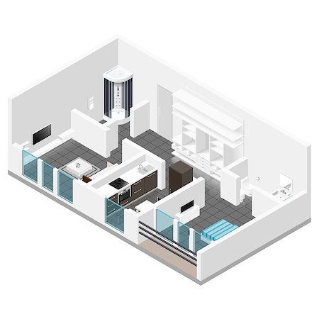 simsearch:400-08506414,k - Residential apartment with balcony isometric icon set vector graphic illustration Foto de stock - Royalty-Free Super Valor e Assinatura, Número: 400-08506396