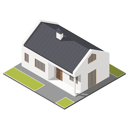 simsearch:400-08506415,k - One-storey house with slant roof isometric icon set vector graphic illustration Foto de stock - Super Valor sin royalties y Suscripción, Código: 400-08506391