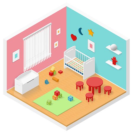 Child playroom isometric icon set vector graphic illustration design Stock Photo - Budget Royalty-Free & Subscription, Code: 400-08506409