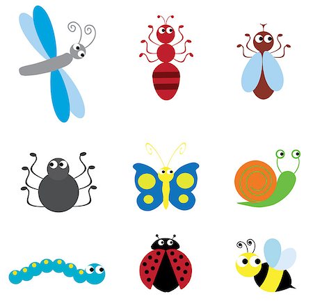 vector illustration of set of different fun bugs Stock Photo - Budget Royalty-Free & Subscription, Code: 400-08506494