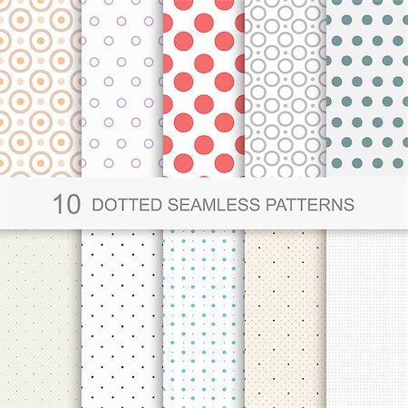 simsearch:400-08042225,k - Set of simple dotted patterns, seamless color texture. Stock Photo - Budget Royalty-Free & Subscription, Code: 400-08506525