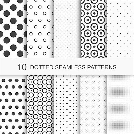 simsearch:400-08505407,k - Simple dotted patterns. Seamless vector collection. Black and white texture. Photographie de stock - Aubaine LD & Abonnement, Code: 400-08506527