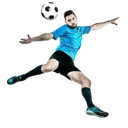 football man kicking white background - one caucasian Soccer player Man isolated on white backgound Stock Photo - Budget Royalty-Free & Subscription, Code: 400-08506593