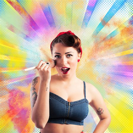 simsearch:400-08705605,k - Pin-up woman make-up with colored powders background Stock Photo - Budget Royalty-Free & Subscription, Code: 400-08506658