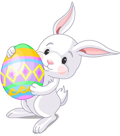 simsearch:400-07548489,k - A cute Easter bunny carrying brightly colored egg Stock Photo - Budget Royalty-Free & Subscription, Code: 400-08506667