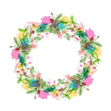 simsearch:400-08020817,k - Floral wreath sketch for your design. Vector illustration Foto de stock - Super Valor sin royalties y Suscripción, Código: 400-08506697