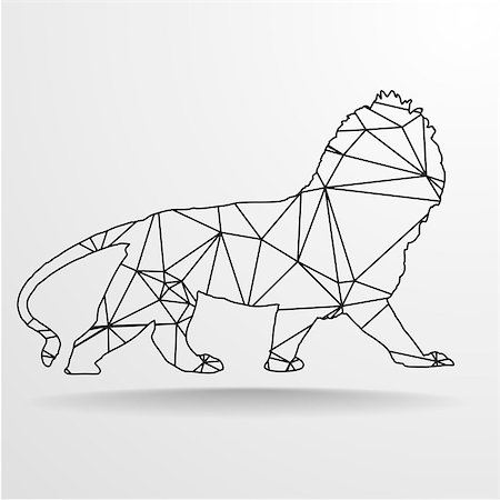 detailed illustration of a polygonal Lion Wireframe, eps10 vector Photographie de stock - Aubaine LD & Abonnement, Code: 400-08506747