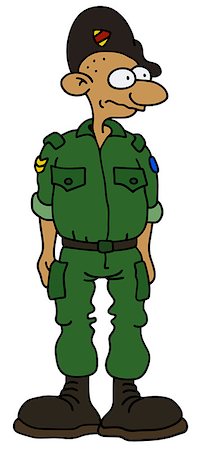 simsearch:400-08919969,k - Hand drawing of a funny soldier in a battle dress Foto de stock - Super Valor sin royalties y Suscripción, Código: 400-08506782