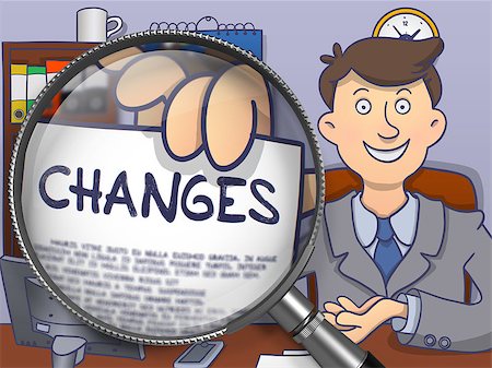 simsearch:400-08508160,k - Changes on Paper in Officeman's Hand to Illustrate a Business Concept. Closeup View through Magnifying Glass. Multicolor Modern Line Illustration in Doodle Style. Stockbilder - Microstock & Abonnement, Bildnummer: 400-08506862