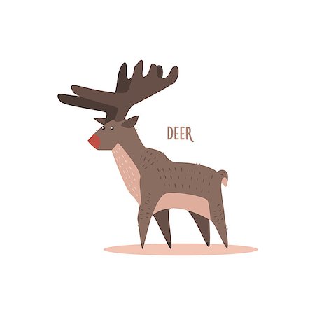 simsearch:400-08507283,k - Deer Drawing For Arctic Animals Collection Of Flat Vector Illustration In Creative Style On White Background Fotografie stock - Microstock e Abbonamento, Codice: 400-08507233