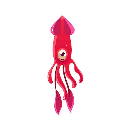 simsearch:400-08506015,k - Squid. Cute Vector Illustration Collection of sea life Foto de stock - Super Valor sin royalties y Suscripción, Código: 400-08507275