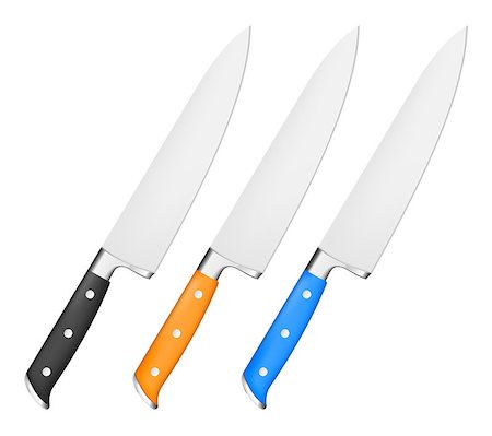 simsearch:400-05036060,k - Vector illustration of chef knife with handle in different color Stock Photo - Budget Royalty-Free & Subscription, Code: 400-08507292