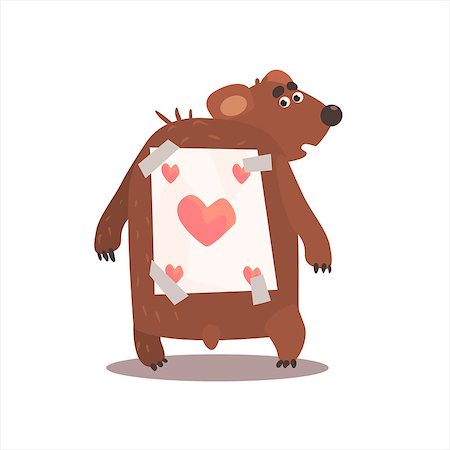 secret sheet - Bear With A Paper Stick To Back Funny Childish Colorful Flat Vector Illustration On White Background Stock Photo - Budget Royalty-Free & Subscription, Code: 400-08507312