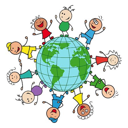 simsearch:400-05713770,k - Happy people of different nationalities together around the globe celebrate the Earth Day, cartoon vector illustration Stock Photo - Budget Royalty-Free & Subscription, Code: 400-08507358