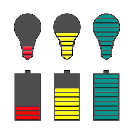 recharging batteries symbol - Set the battery level indicator and the level of lighting, part two, vector illustration Photographie de stock - Aubaine LD & Abonnement, Code: 400-08507360