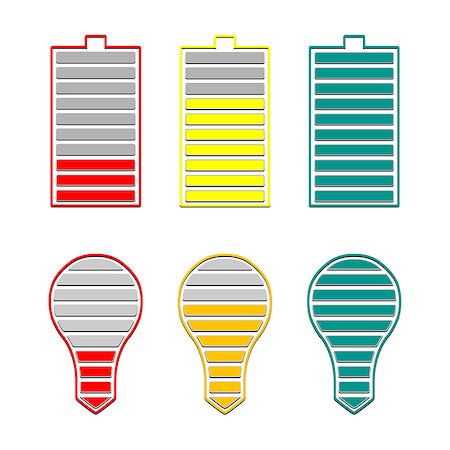 recharging batteries symbol - Set the battery level indicator and the level of lighting, part three, vector illustration. Stock Photo - Budget Royalty-Free & Subscription, Code: 400-08507361