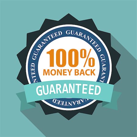 simsearch:400-04375327,k - 100% Money Back Quality Label Sign in Flat Modern Design with Long Shadow. Vector Illustration EPS10 Stock Photo - Budget Royalty-Free & Subscription, Code: 400-08507435