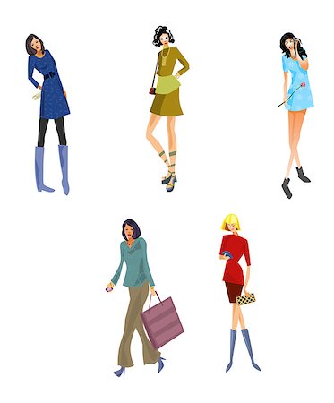 simsearch:400-04393093,k - Vector illustration of a five modern girls Foto de stock - Super Valor sin royalties y Suscripción, Código: 400-08507566