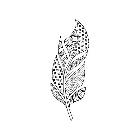 Vaned Feather Hand Drawn Vector Design Zentangle Print For Coloring Book Stock Photo - Budget Royalty-Free & Subscription, Code: 400-08507604
