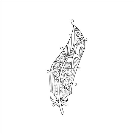 Vaned Feather Hand Drawn Vector Design Zentangle Print For Coloring Book Stock Photo - Budget Royalty-Free & Subscription, Code: 400-08507606