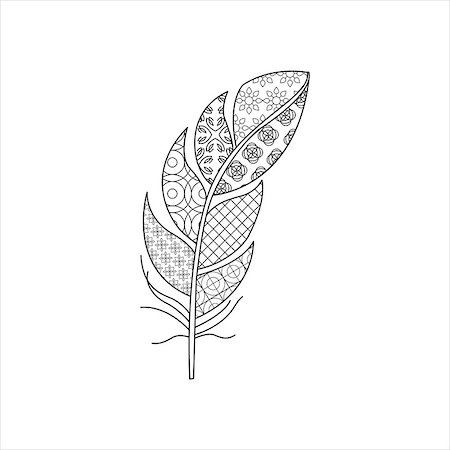 Vaned Feather Hand Drawn Vector Design Zentangle Print For Coloring Book Stock Photo - Budget Royalty-Free & Subscription, Code: 400-08507608