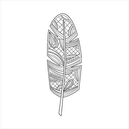 Vaned Feather Hand Drawn Vector Design Zentangle Print For Coloring Book Stock Photo - Budget Royalty-Free & Subscription, Code: 400-08507600