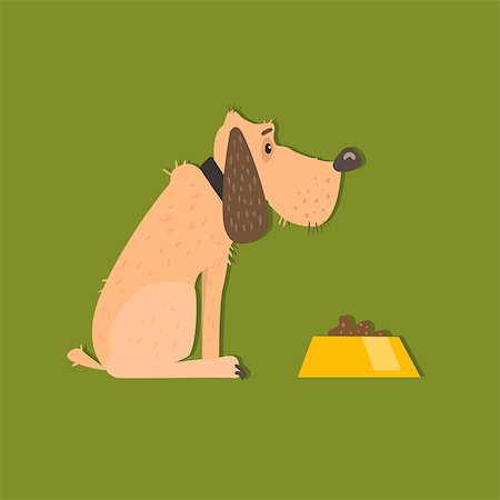 Bloodhound With Food Bowl Funny Flat Vector Illustration In Creative Applique Style Stock Photo - Budget Royalty-Free & Subscription, Code: 400-08507668