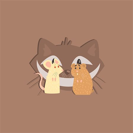 simsearch:400-08555680,k - Hamster, Mous And Cats Head Funny Flat Vector Illustration In Creative Applique Style Stock Photo - Budget Royalty-Free & Subscription, Code: 400-08507674