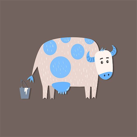 simsearch:400-05244668,k - Cow And A Bucket Of Milk Funny Flat Vector Illustration In Creative Applique Style Stock Photo - Budget Royalty-Free & Subscription, Code: 400-08507672