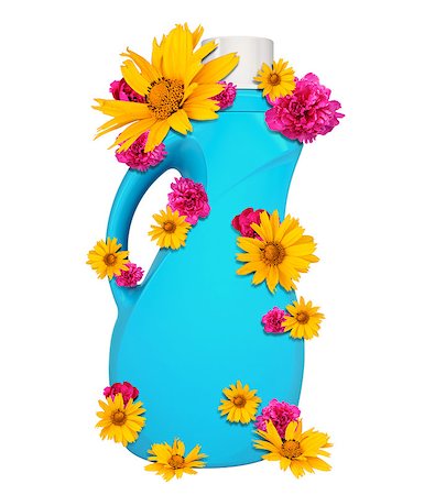simsearch:400-08427011,k - Blue plastic bottle with flowers isolated on white background. 3D illustration Foto de stock - Royalty-Free Super Valor e Assinatura, Número: 400-08507850