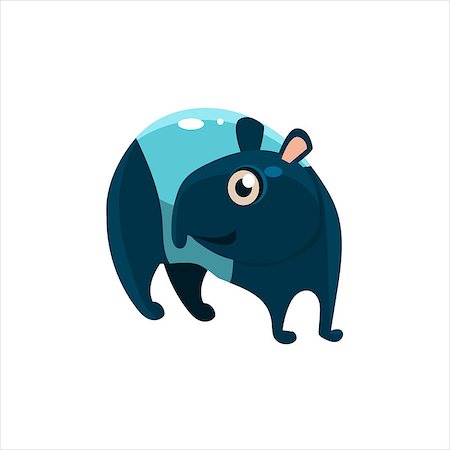 Blue Tapir Flat Vector Illustration In Primitive Cartoon Style Isolated On White Background Stock Photo - Budget Royalty-Free & Subscription, Code: 400-08508054