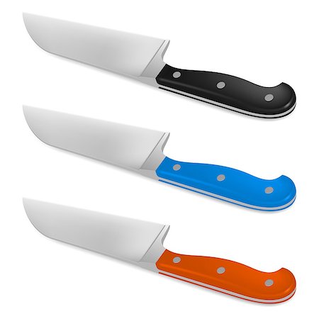 simsearch:400-05036060,k - Vector illustration of santoku knife with handle in different color Stock Photo - Budget Royalty-Free & Subscription, Code: 400-08508313