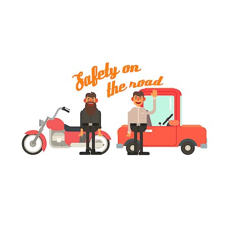 Traffic Code Friendly Drivers Flat Isolated Vector Image In Simplified Cute Childish Style On White Background Photographie de stock - Aubaine LD & Abonnement, Code: 400-08508377
