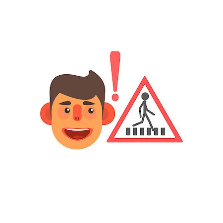 simsearch:400-08508379,k - Traffic Code Pedestrian Crossing Flat Isolated Vector Image In Simplified Cute Childish Style On White Background Stock Photo - Budget Royalty-Free & Subscription, Code: 400-08508378